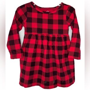 EUC Wonder Nation Toddler 2T Red & Black plaid long sleeve dress with pockets